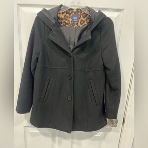 GAP Black peacoat with Leopard Print Lining